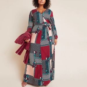 Anthropologie Abstract Print Wrap Dress